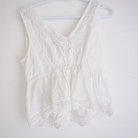 Abercrombie & Fitch White Lace Peplum Tank Top Cottagecore Feminine Dainty S - Picture 10 of 13